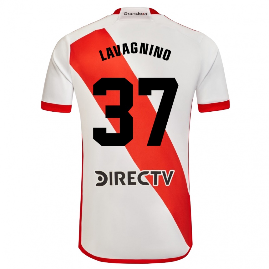 Kids Football Lucas Lavagnino #37 White Red Home Jersey 2024/25 T-Shirt Uk