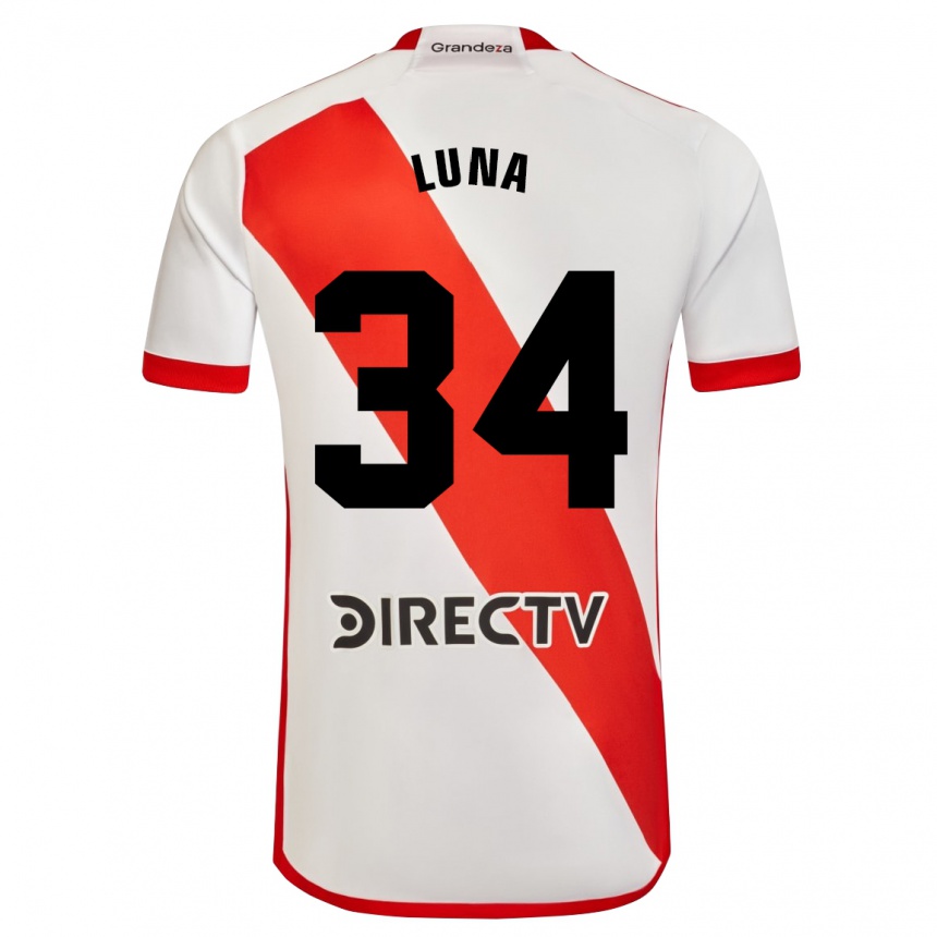 Kids Football Jonás Luna #34 White Red Home Jersey 2024/25 T-Shirt Uk