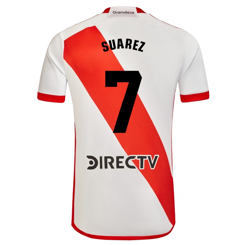 Kids Football Matías Suárez #7 White Red Home Jersey 2024/25 T-Shirt Uk