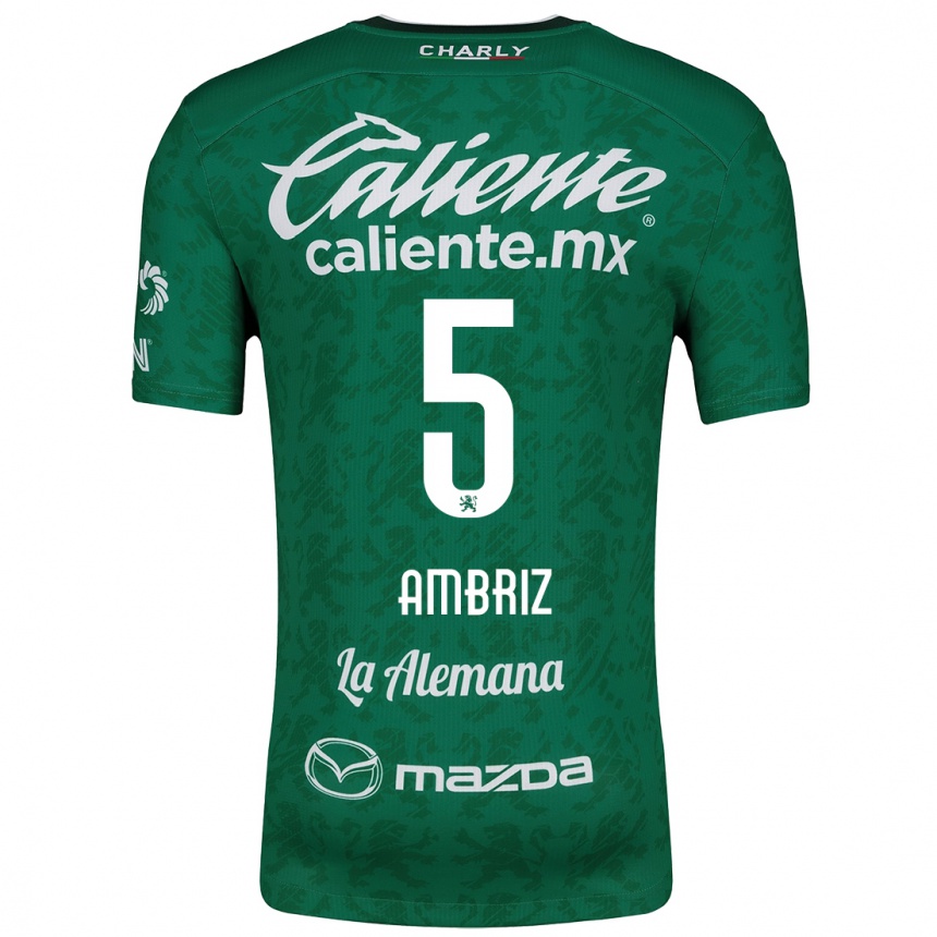 Kids Football Fidel Ambríz #5 Green White Home Jersey 2024/25 T-Shirt Uk