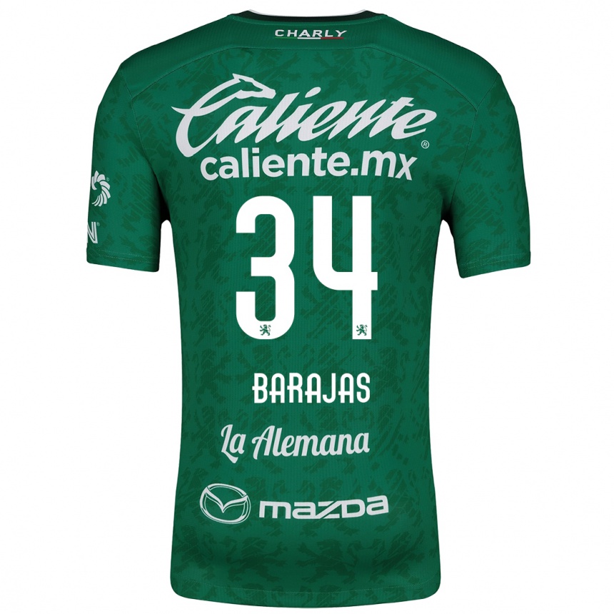 Kids Football Víctor Barajas #34 Green White Home Jersey 2024/25 T-Shirt Uk