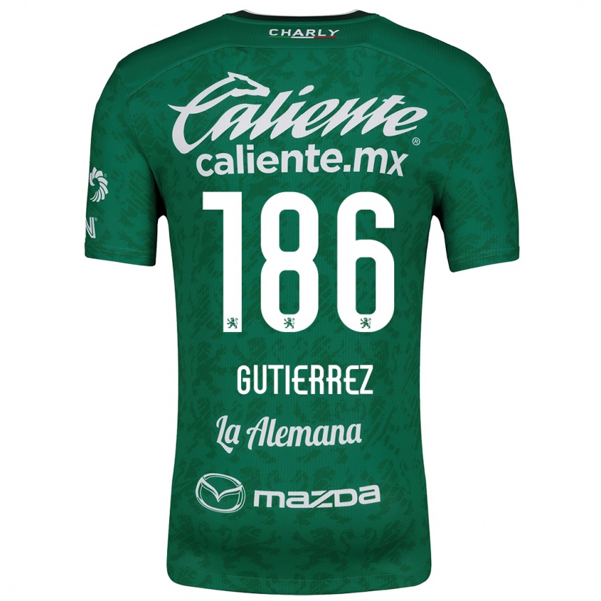 Kids Football Alan Gutiérrez #186 Green White Home Jersey 2024/25 T-Shirt Uk