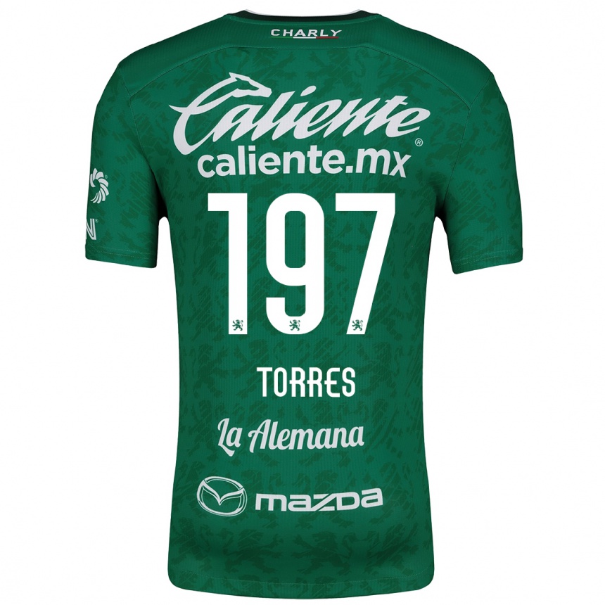 Kids Football Erick Torres #197 Green White Home Jersey 2024/25 T-Shirt Uk