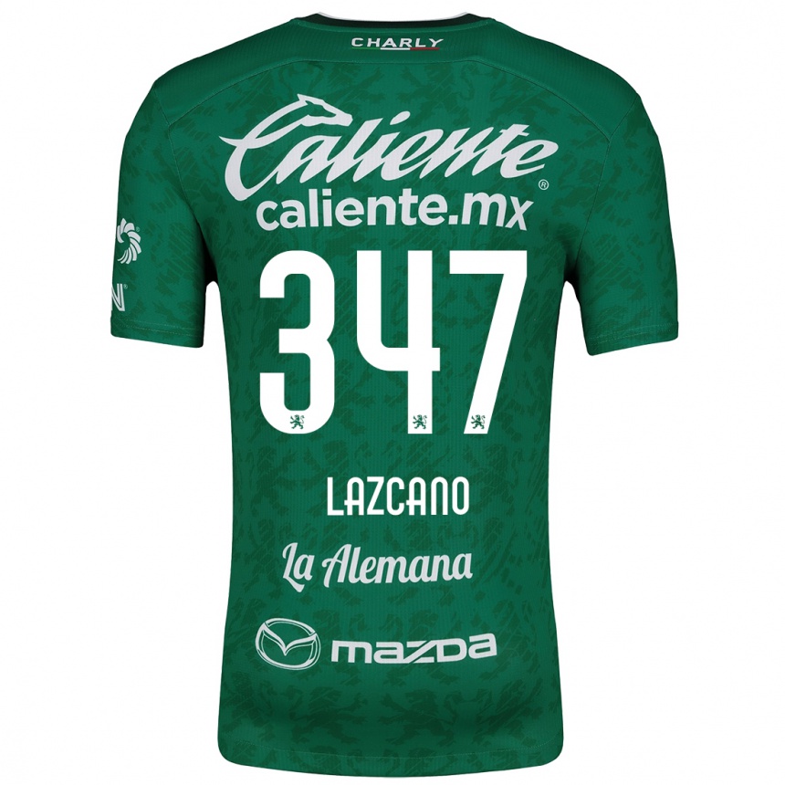 Kids Football Evan Lazcano #347 Green White Home Jersey 2024/25 T-Shirt Uk