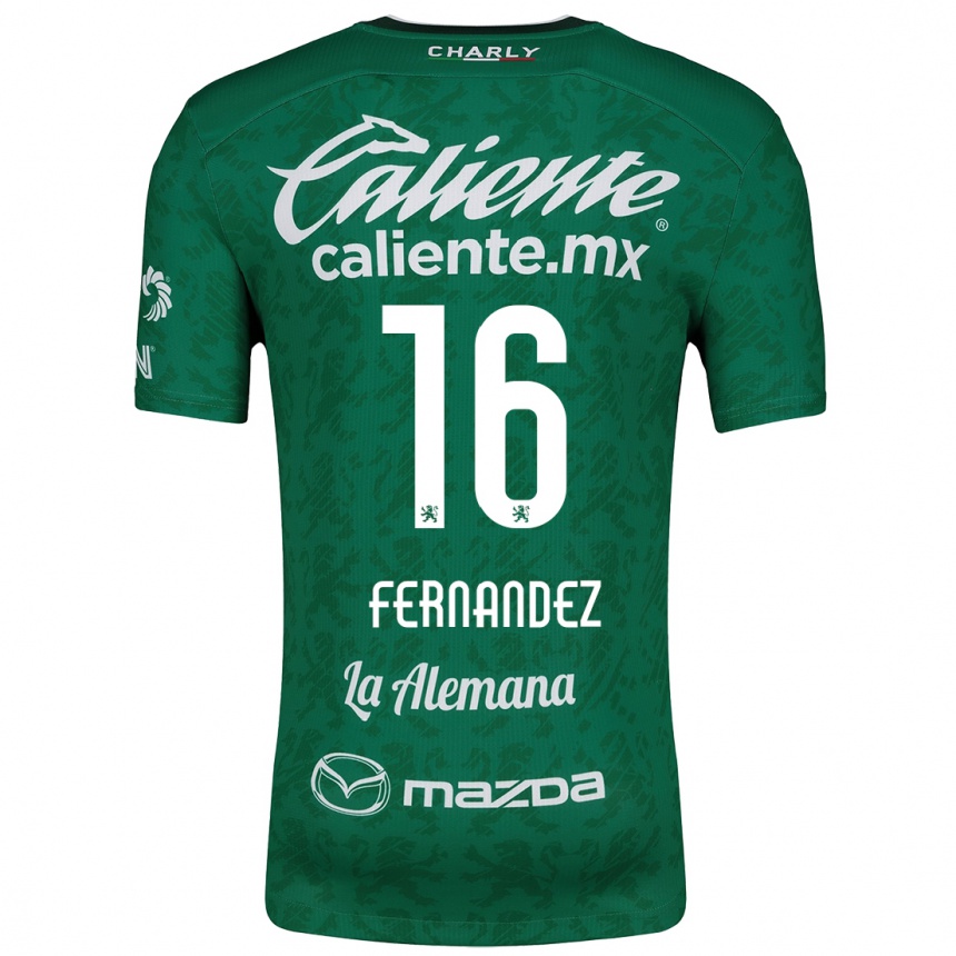 Kids Football Omar Fernández #16 Green White Home Jersey 2024/25 T-Shirt Uk