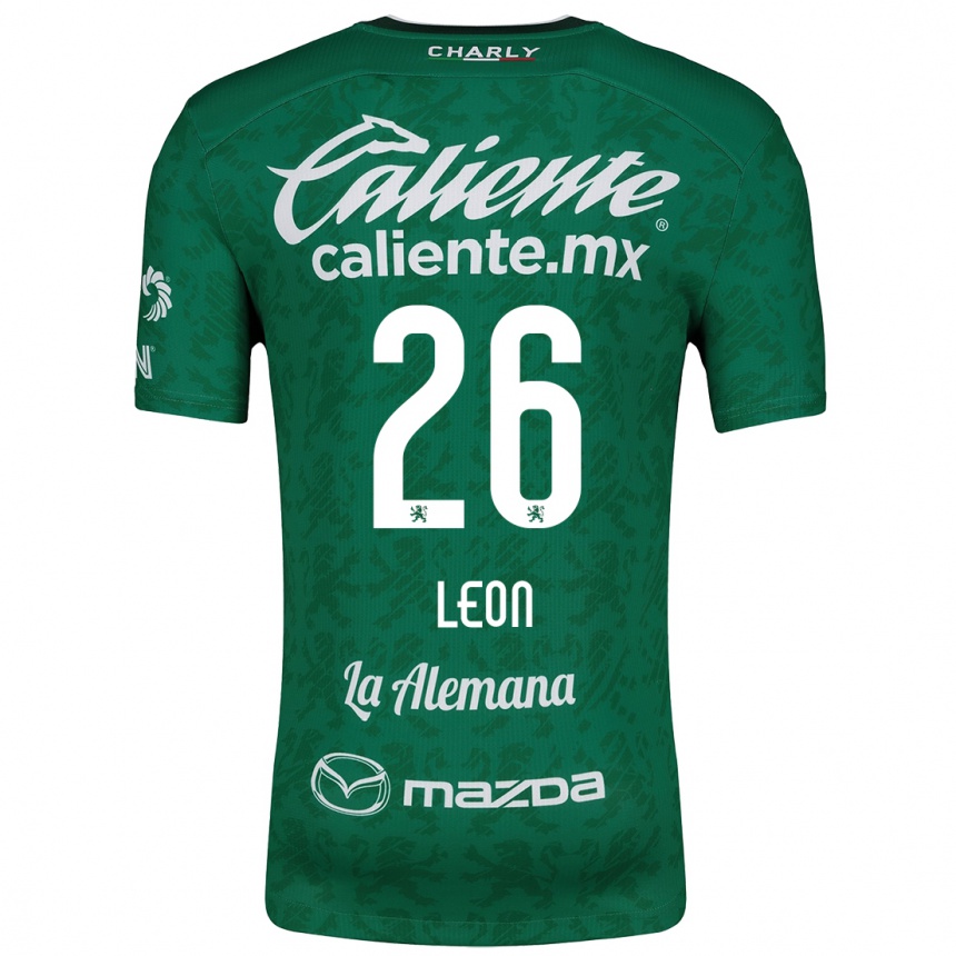 Kids Football Armando León #26 Green White Home Jersey 2024/25 T-Shirt Uk