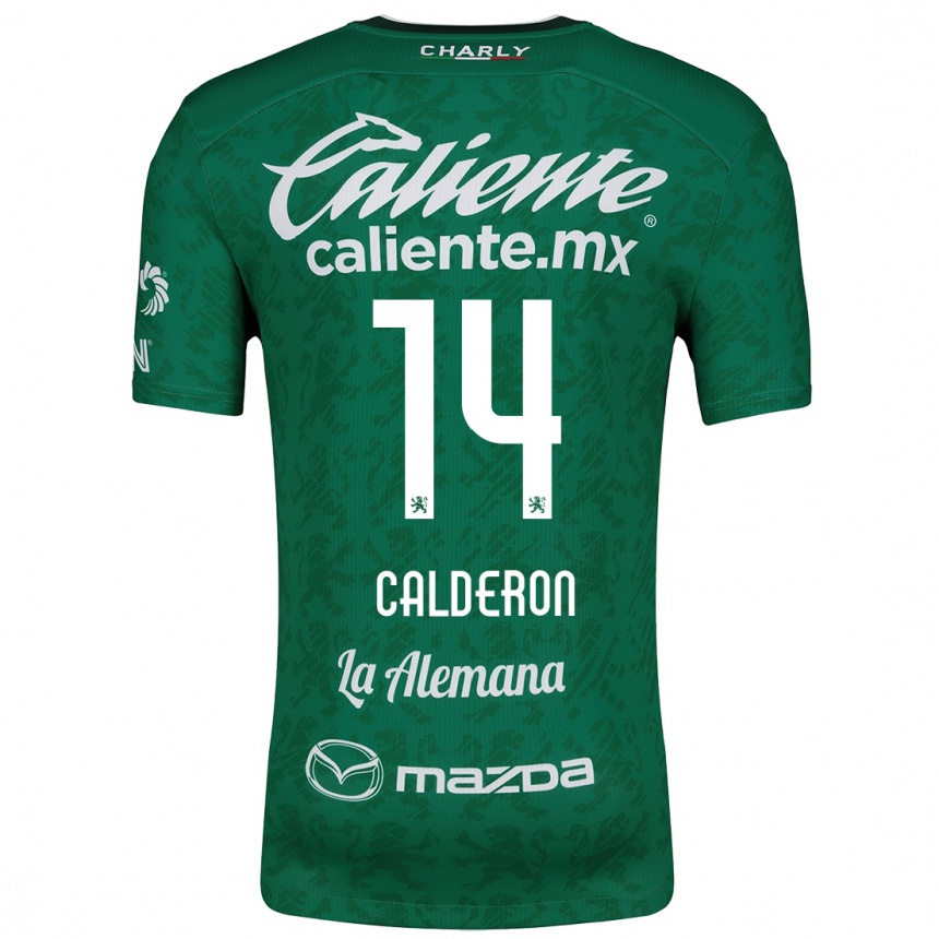 Kids Football Daniela Calderón #14 Green White Home Jersey 2024/25 T-Shirt Uk