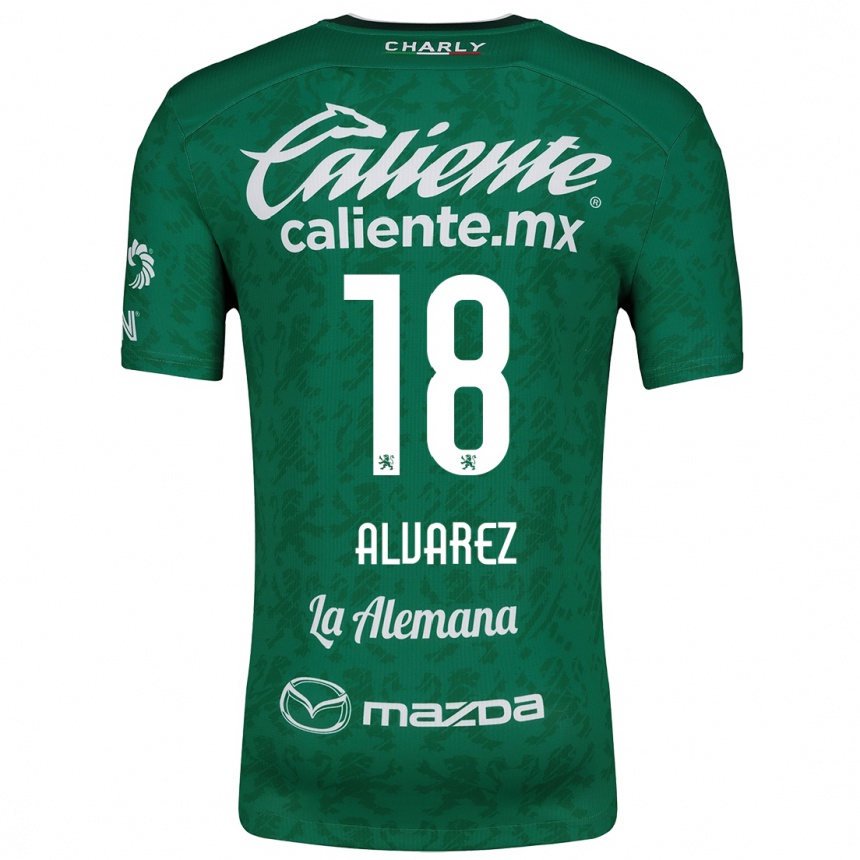 Kids Football Yazmin Álvarez #18 Green White Home Jersey 2024/25 T-Shirt Uk