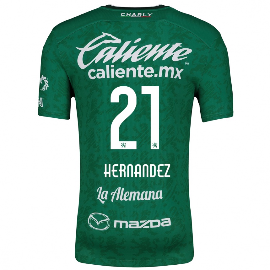 Kids Football Alexa Hernández #21 Green White Home Jersey 2024/25 T-Shirt Uk