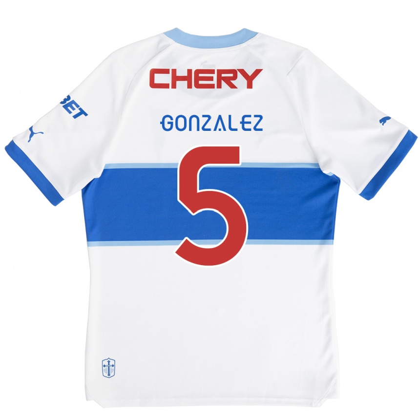 Kids Football Daniel González #5 White Blue Home Jersey 2024/25 T-Shirt Uk