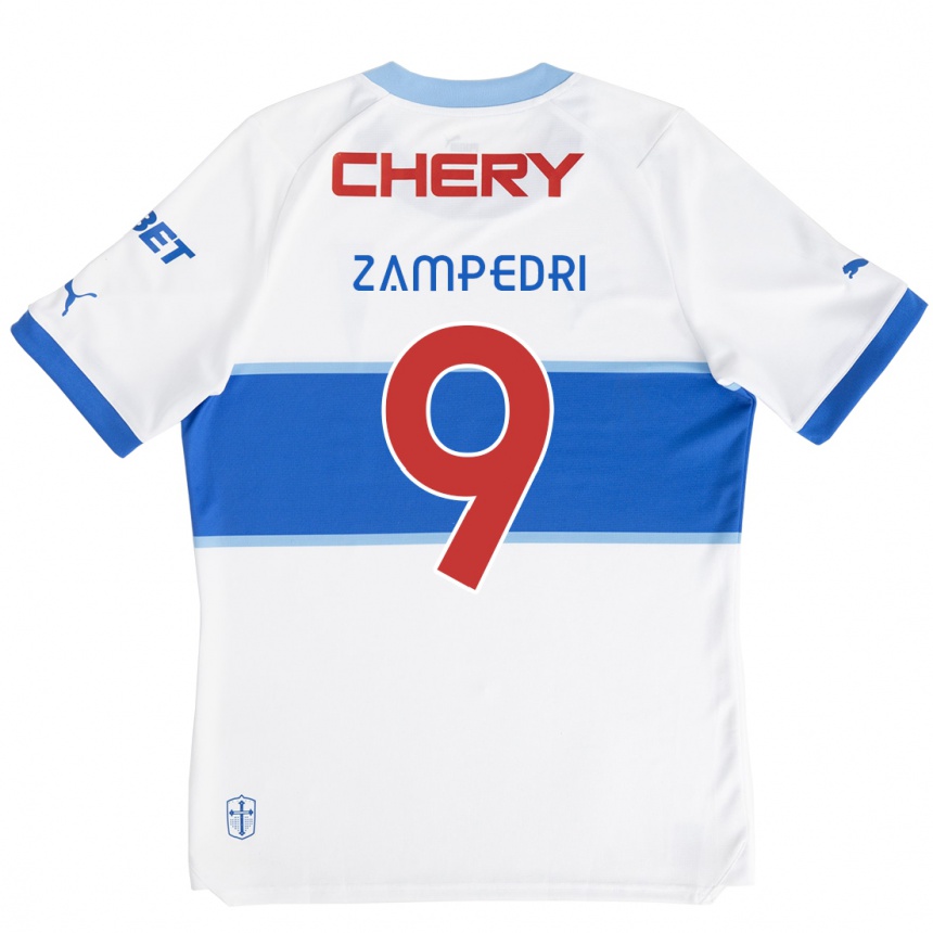 Kids Football Fernando Zampedri #9 White Blue Home Jersey 2024/25 T-Shirt Uk