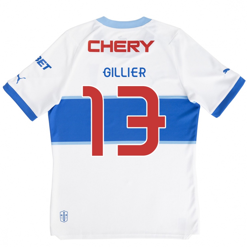 Kids Football Thomas Gillier #13 White Blue Home Jersey 2024/25 T-Shirt Uk