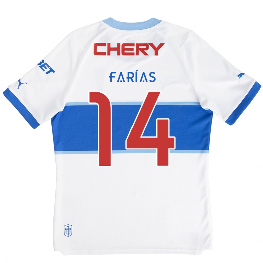 Kids Football Agustín Farías #14 White Blue Home Jersey 2024/25 T-Shirt Uk