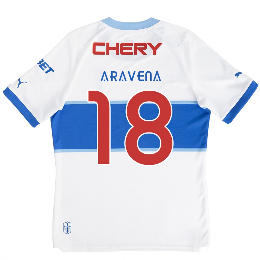 Kids Football Alexander Aravena #18 White Blue Home Jersey 2024/25 T-Shirt Uk