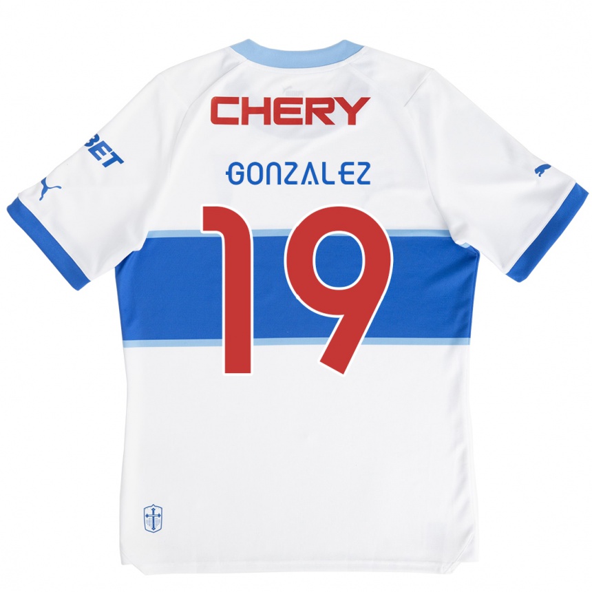 Kids Football Bryan González #19 White Blue Home Jersey 2024/25 T-Shirt Uk