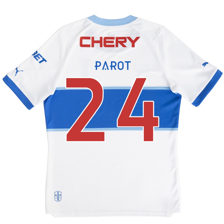 Kids Football Alfonso Parot #24 White Blue Home Jersey 2024/25 T-Shirt Uk