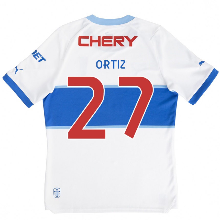 Kids Football Jorge Ortiz #27 White Blue Home Jersey 2024/25 T-Shirt Uk