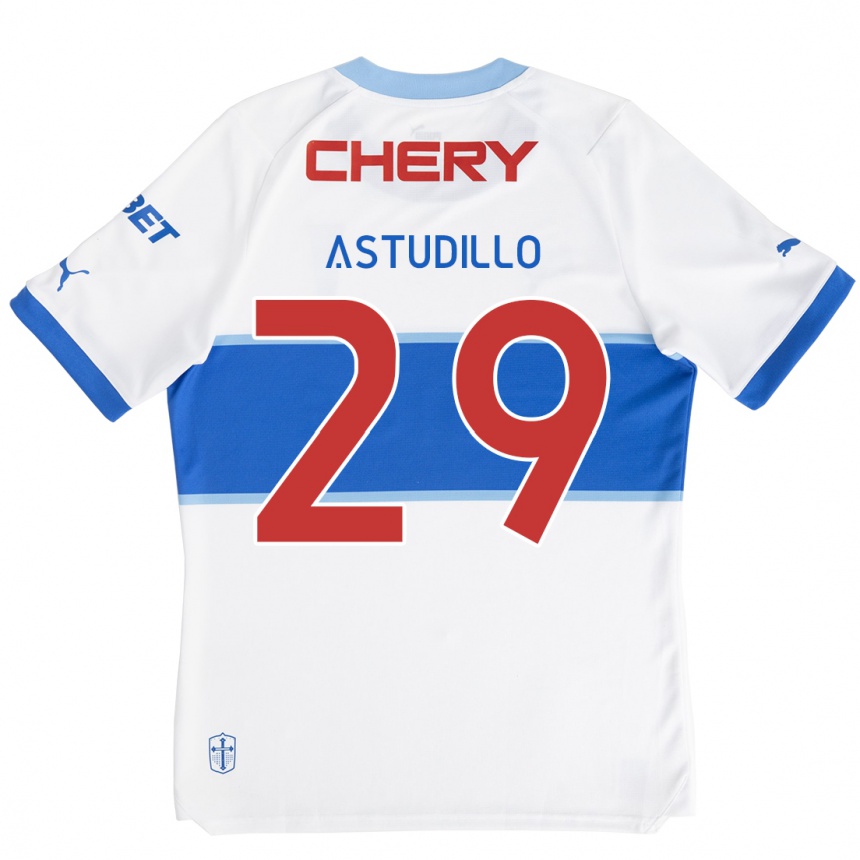 Kids Football Aaron Astudillo #29 White Blue Home Jersey 2024/25 T-Shirt Uk