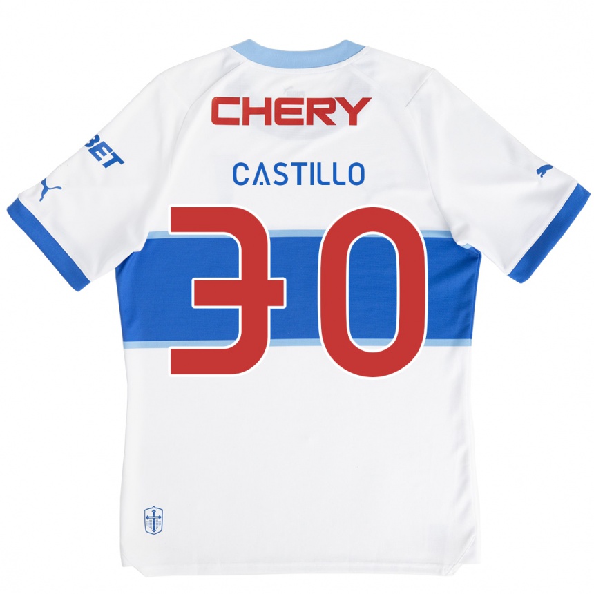 Kids Football Nicolás Castillo #30 White Blue Home Jersey 2024/25 T-Shirt Uk