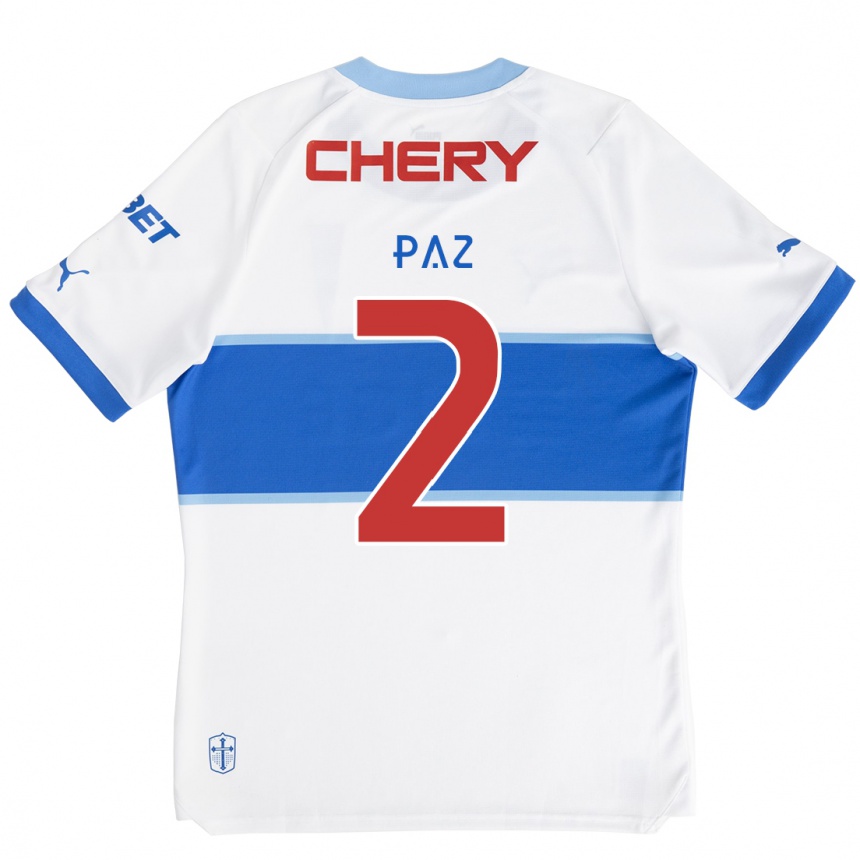 Kids Football Nehuén Paz #2 White Blue Home Jersey 2024/25 T-Shirt Uk