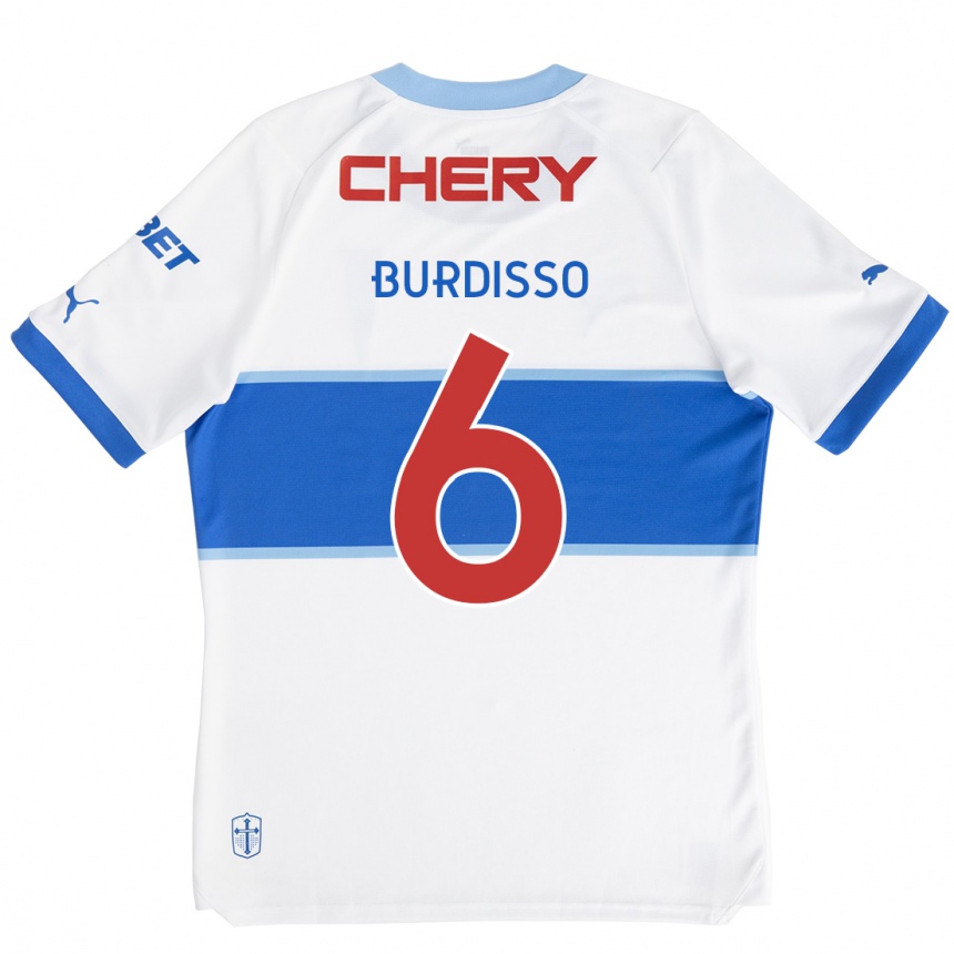 Kids Football Guillermo Burdisso #6 White Blue Home Jersey 2024/25 T-Shirt Uk