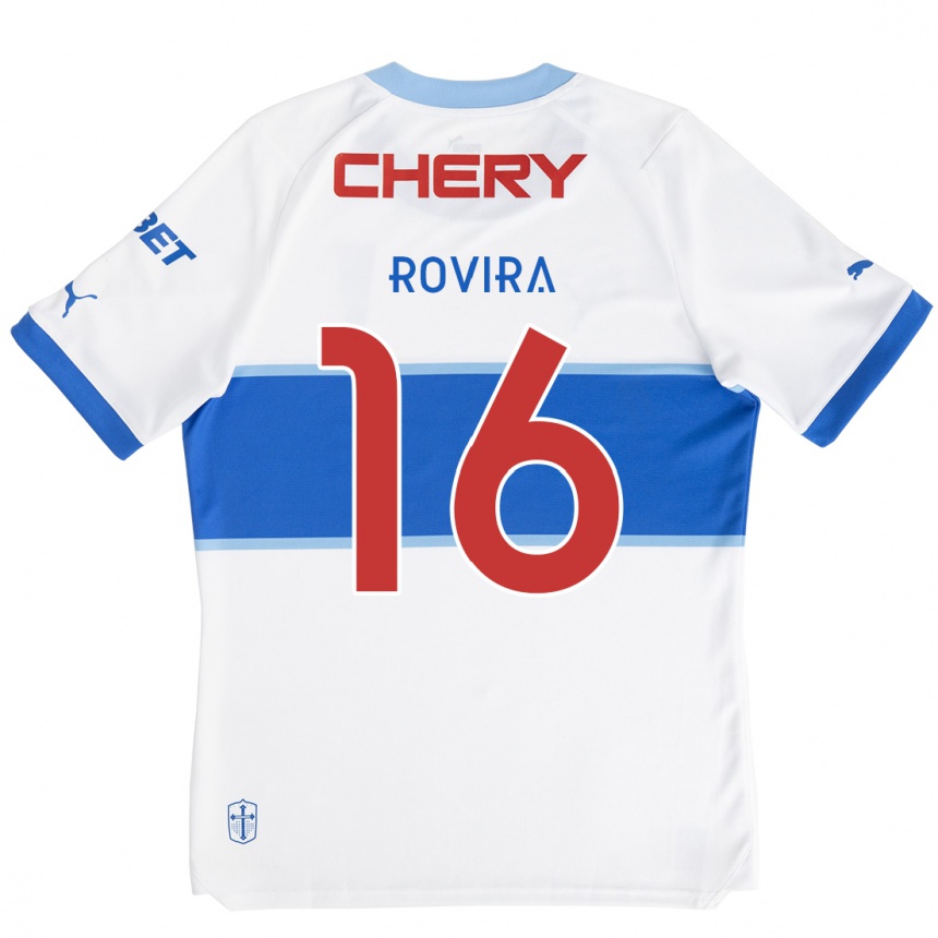 Kids Football Brayan Rovira #16 White Blue Home Jersey 2024/25 T-Shirt Uk