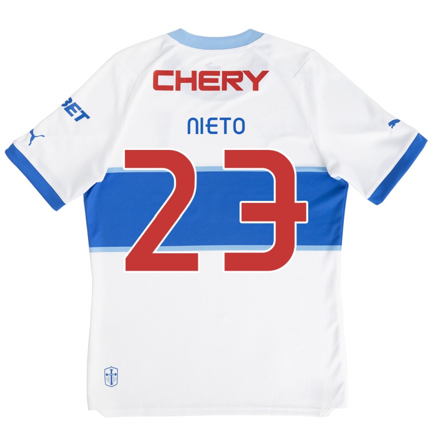 Kids Football Byron Nieto #23 White Blue Home Jersey 2024/25 T-Shirt Uk