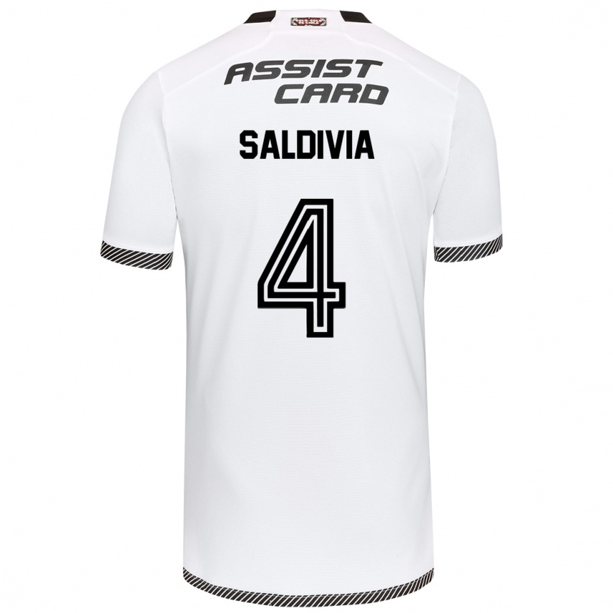 Kids Football Alan Saldivia #4 White Black Home Jersey 2024/25 T-Shirt Uk