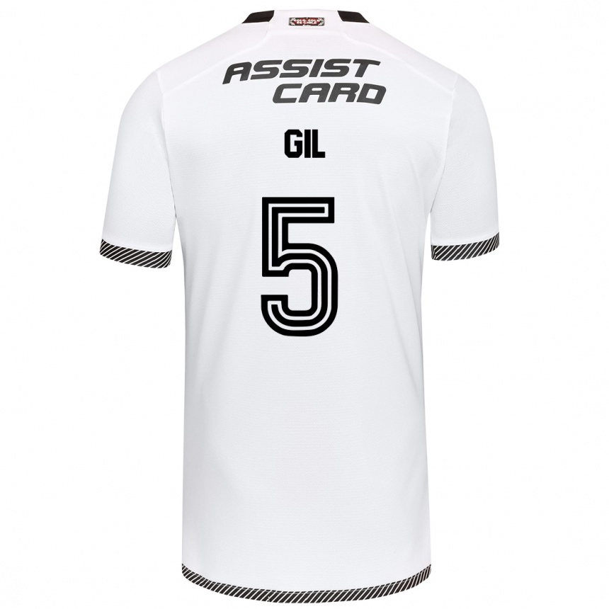 Kids Football Leonardo Gil #5 White Black Home Jersey 2024/25 T-Shirt Uk