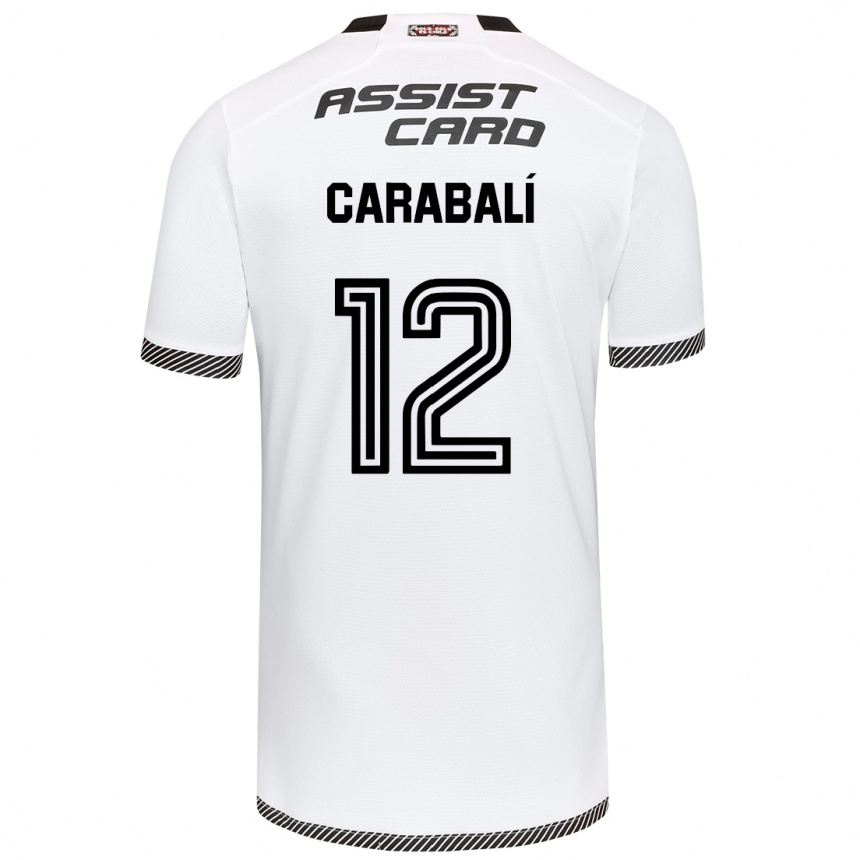 Kids Football Omar Carabalí #12 White Black Home Jersey 2024/25 T-Shirt Uk