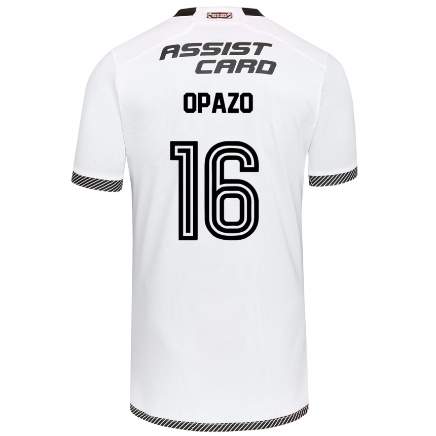 Kids Football Óscar Opazo #16 White Black Home Jersey 2024/25 T-Shirt Uk