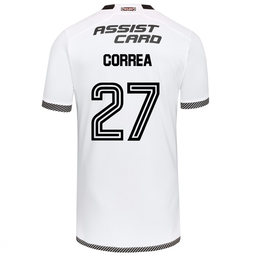 Kids Football Javier Correa #27 White Black Home Jersey 2024/25 T-Shirt Uk