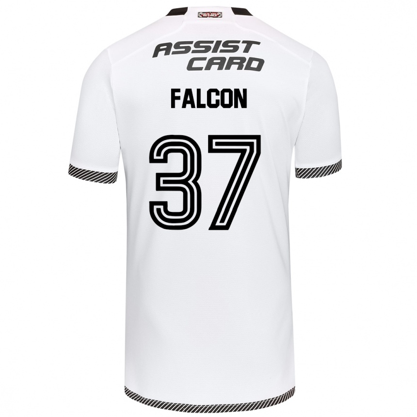 Kids Football Maximiliano Falcón #37 White Black Home Jersey 2024/25 T-Shirt Uk