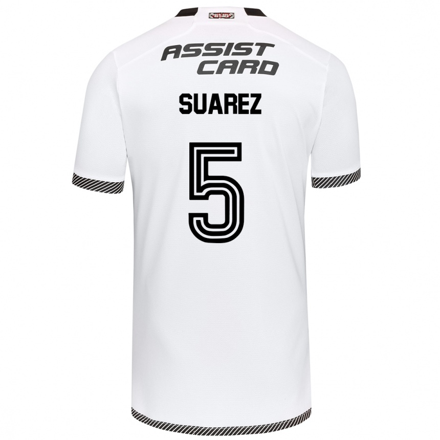 Kids Football Nicolás Suarez #5 White Black Home Jersey 2024/25 T-Shirt Uk