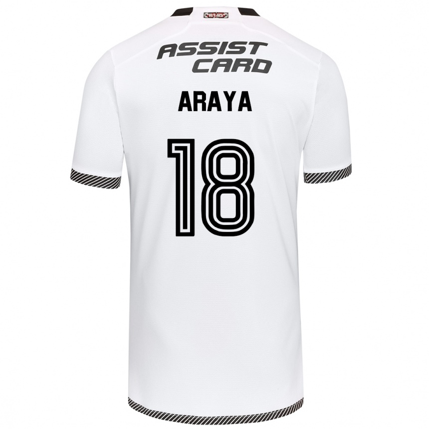 Kids Football Benjamín Araya #18 White Black Home Jersey 2024/25 T-Shirt Uk