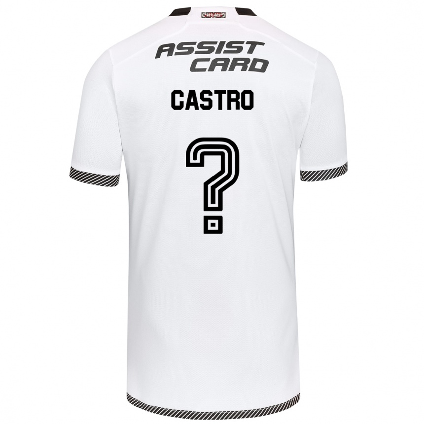 Kids Football Benjamín Castro #0 White Black Home Jersey 2024/25 T-Shirt Uk