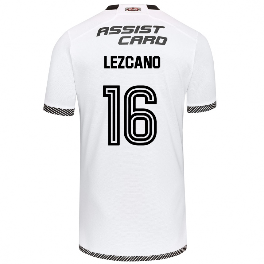 Kids Football Darío Lezcano #16 White Black Home Jersey 2024/25 T-Shirt Uk