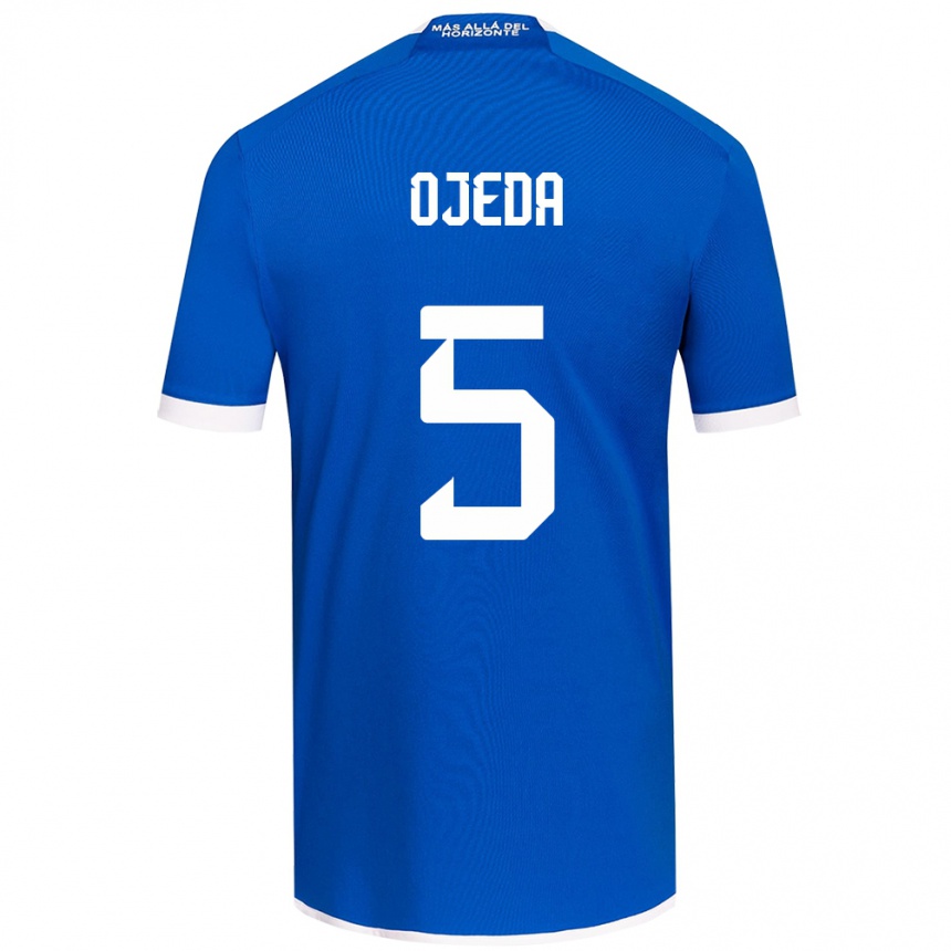 Kids Football Emmanuel Ojeda #5 Blue White Home Jersey 2024/25 T-Shirt Uk