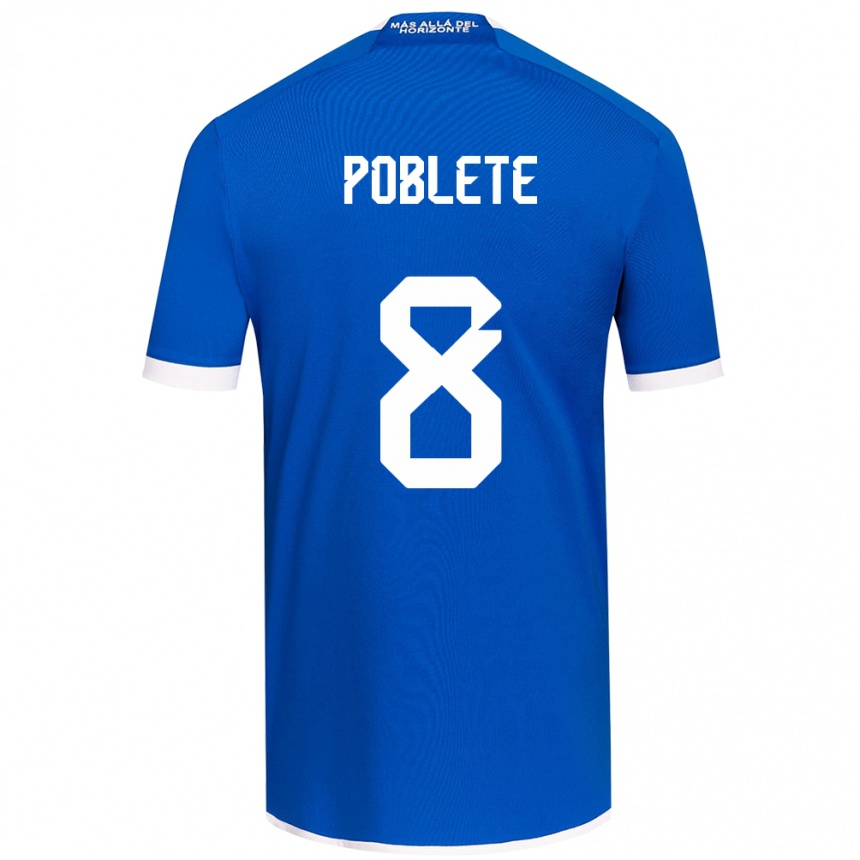 Kids Football Israel Poblete #8 Blue White Home Jersey 2024/25 T-Shirt Uk