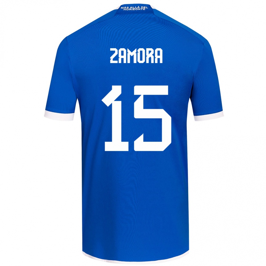 Kids Football Daniela Zamora #15 Blue White Home Jersey 2024/25 T-Shirt Uk