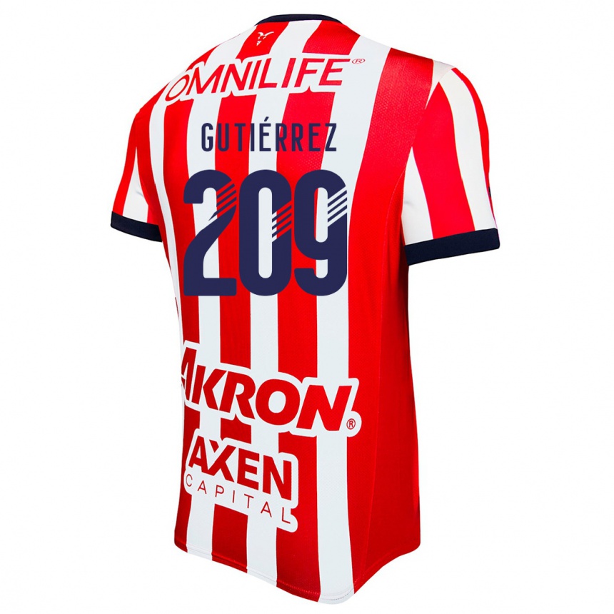 Kids Football Edgar Gutiérrez #209 Red White Blue Home Jersey 2024/25 T-Shirt Uk