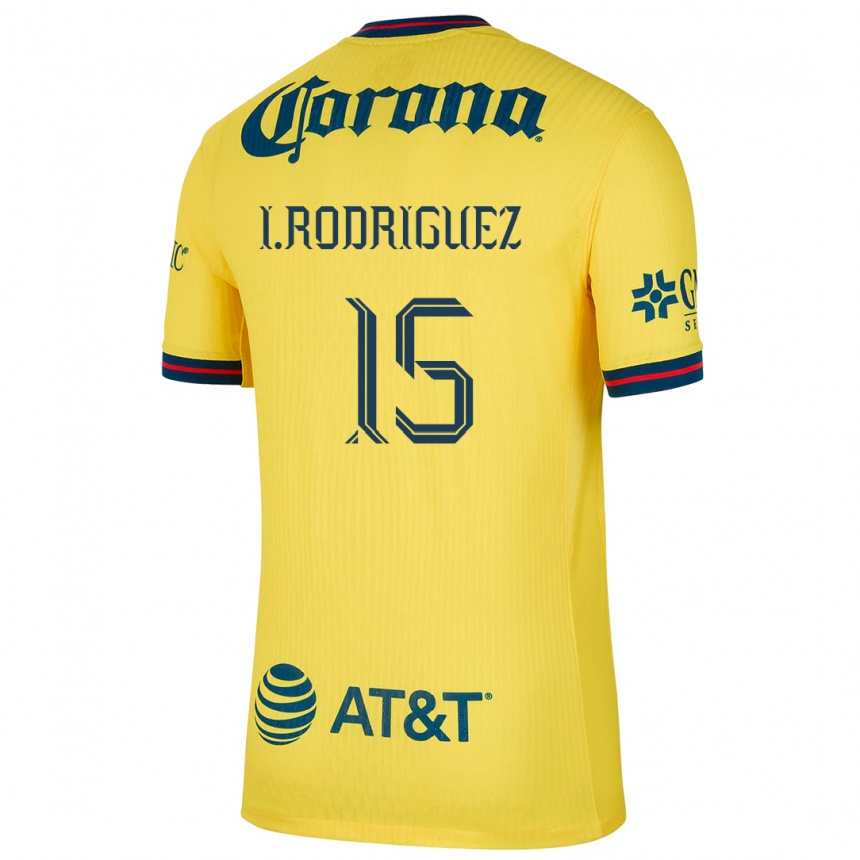 Kids Football Iván Rodríguez #15 Yellow Blue Home Jersey 2024/25 T-Shirt Uk