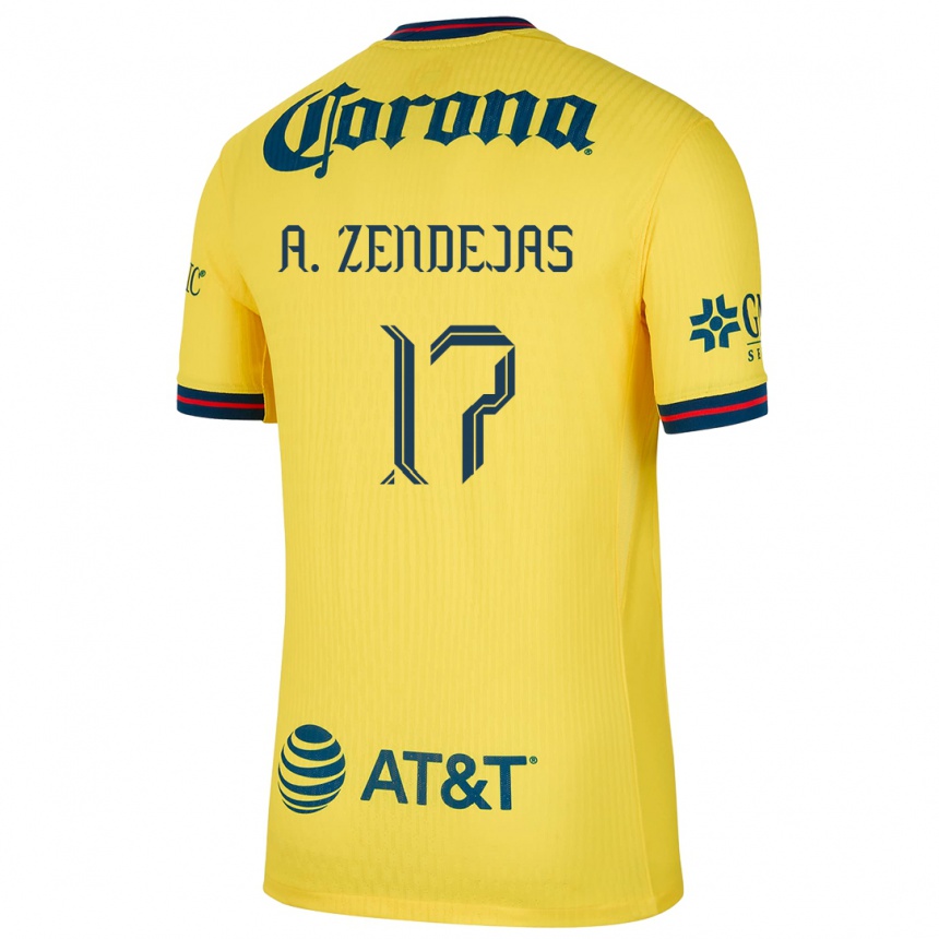 Kids Football Álex Zendejas #17 Yellow Blue Home Jersey 2024/25 T-Shirt Uk