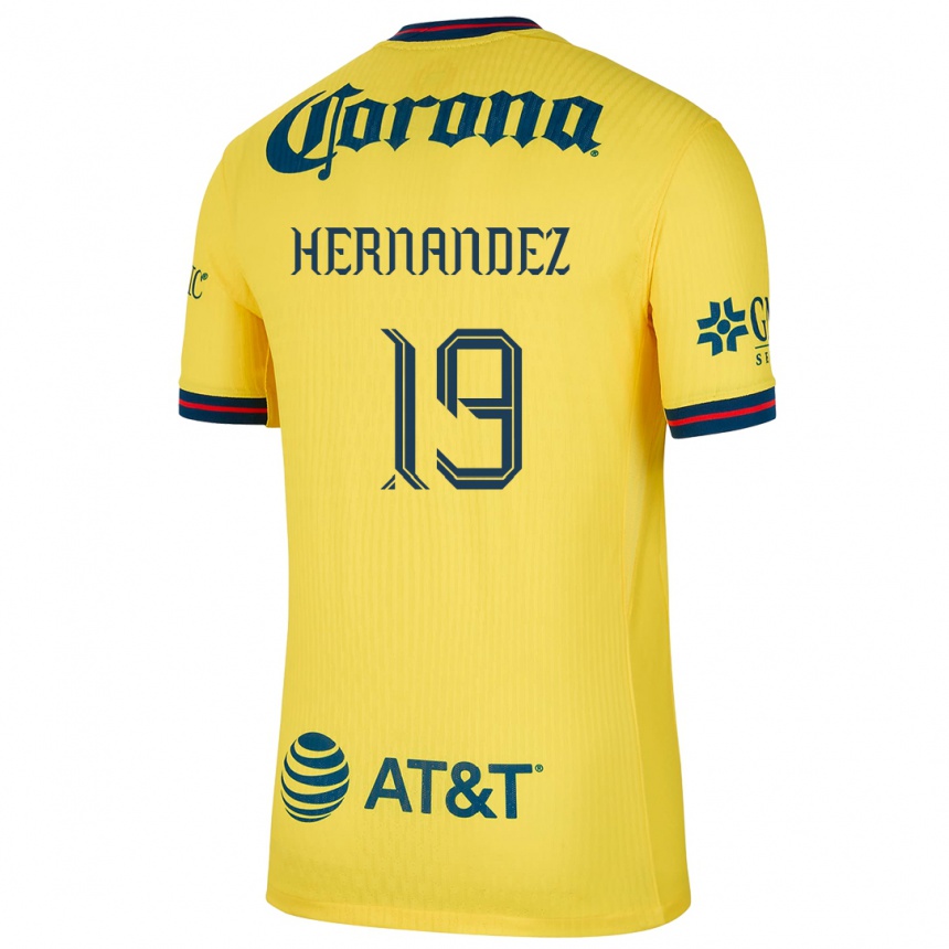 Kids Football Illian Hernández #19 Yellow Blue Home Jersey 2024/25 T-Shirt Uk