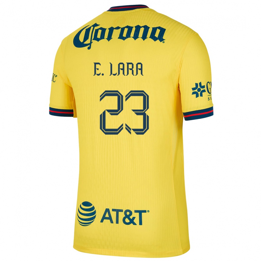 Kids Football Emilio Lara #23 Yellow Blue Home Jersey 2024/25 T-Shirt Uk