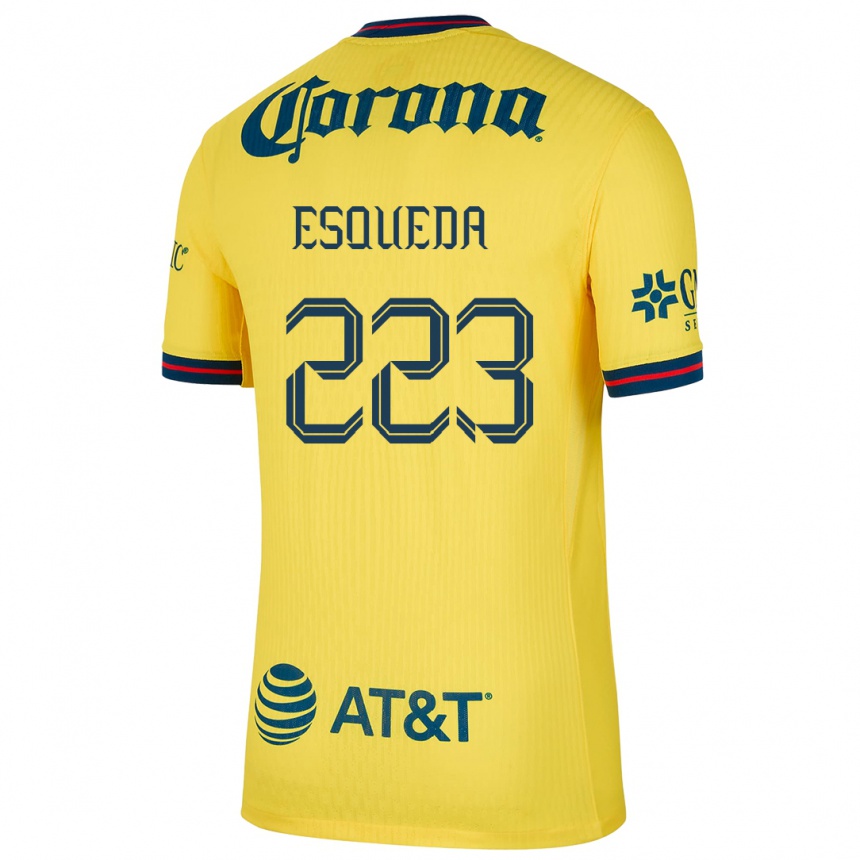 Kids Football Diego Esqueda #223 Yellow Blue Home Jersey 2024/25 T-Shirt Uk