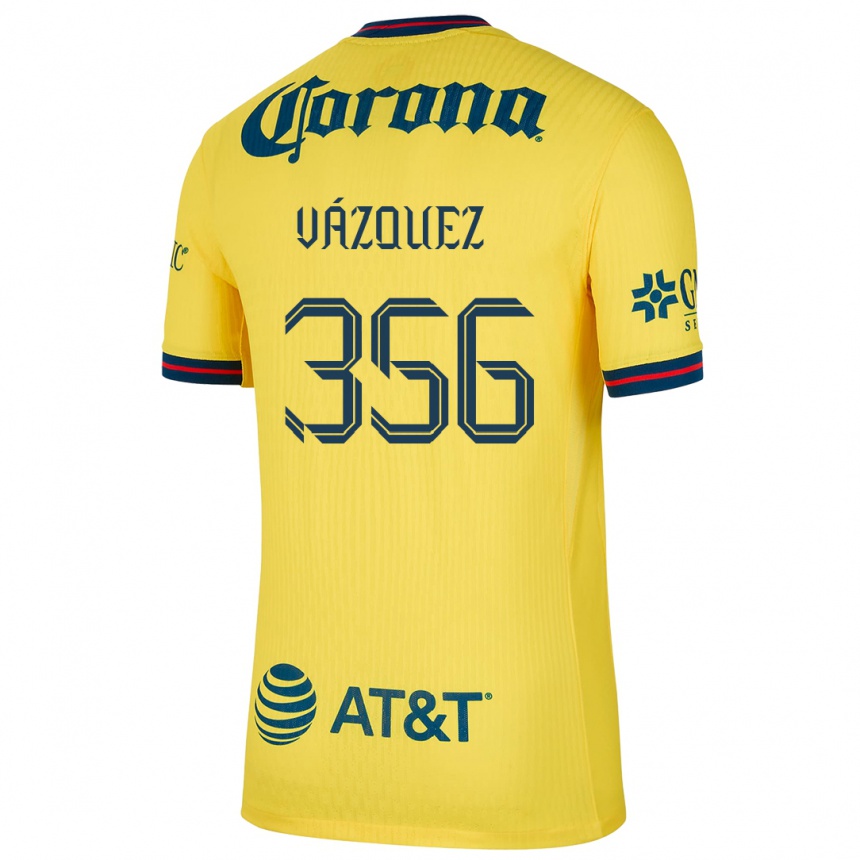 Kids Football Omar Vázquez #356 Yellow Blue Home Jersey 2024/25 T-Shirt Uk