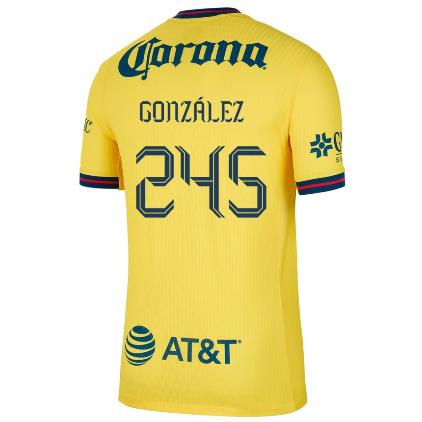 Kids Football Enrique González #245 Yellow Blue Home Jersey 2024/25 T-Shirt Uk