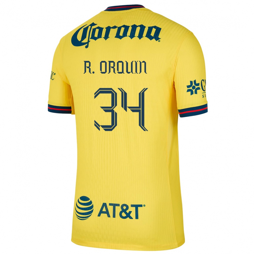 Kids Football Ralph Orquin #34 Yellow Blue Home Jersey 2024/25 T-Shirt Uk