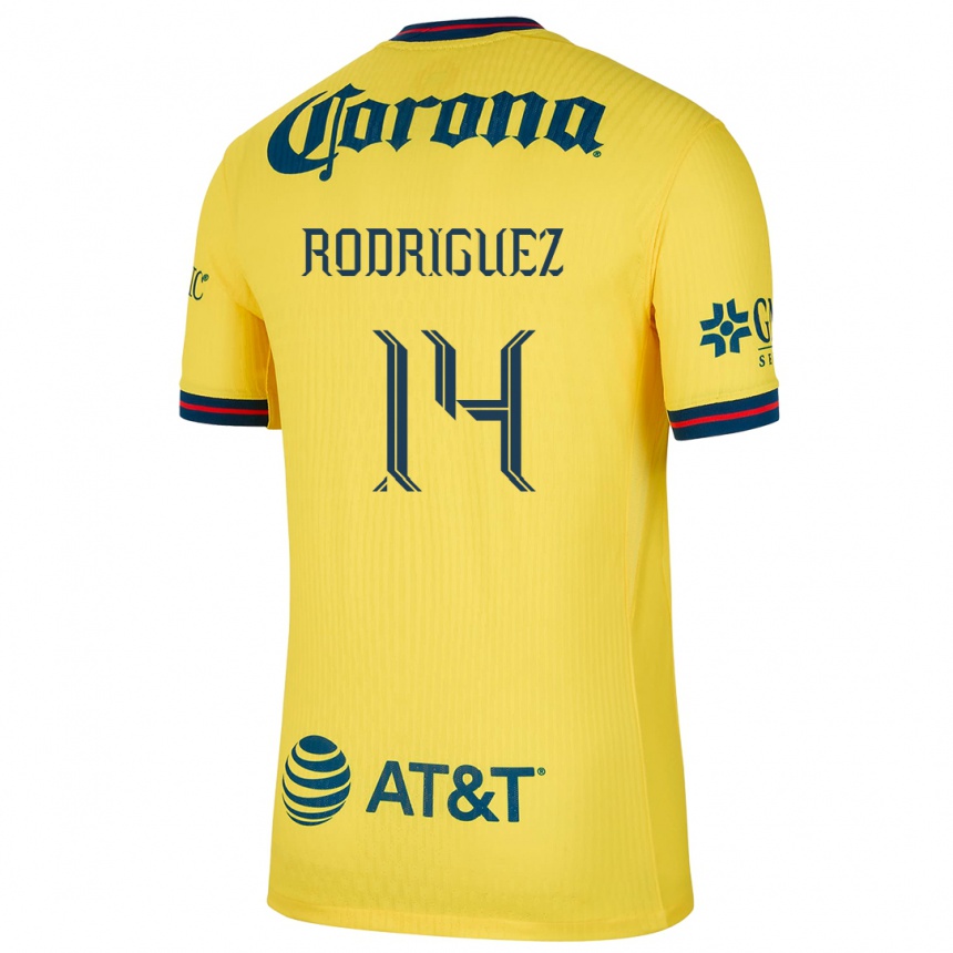 Kids Football Monica Rodriguez #14 Yellow Blue Home Jersey 2024/25 T-Shirt Uk